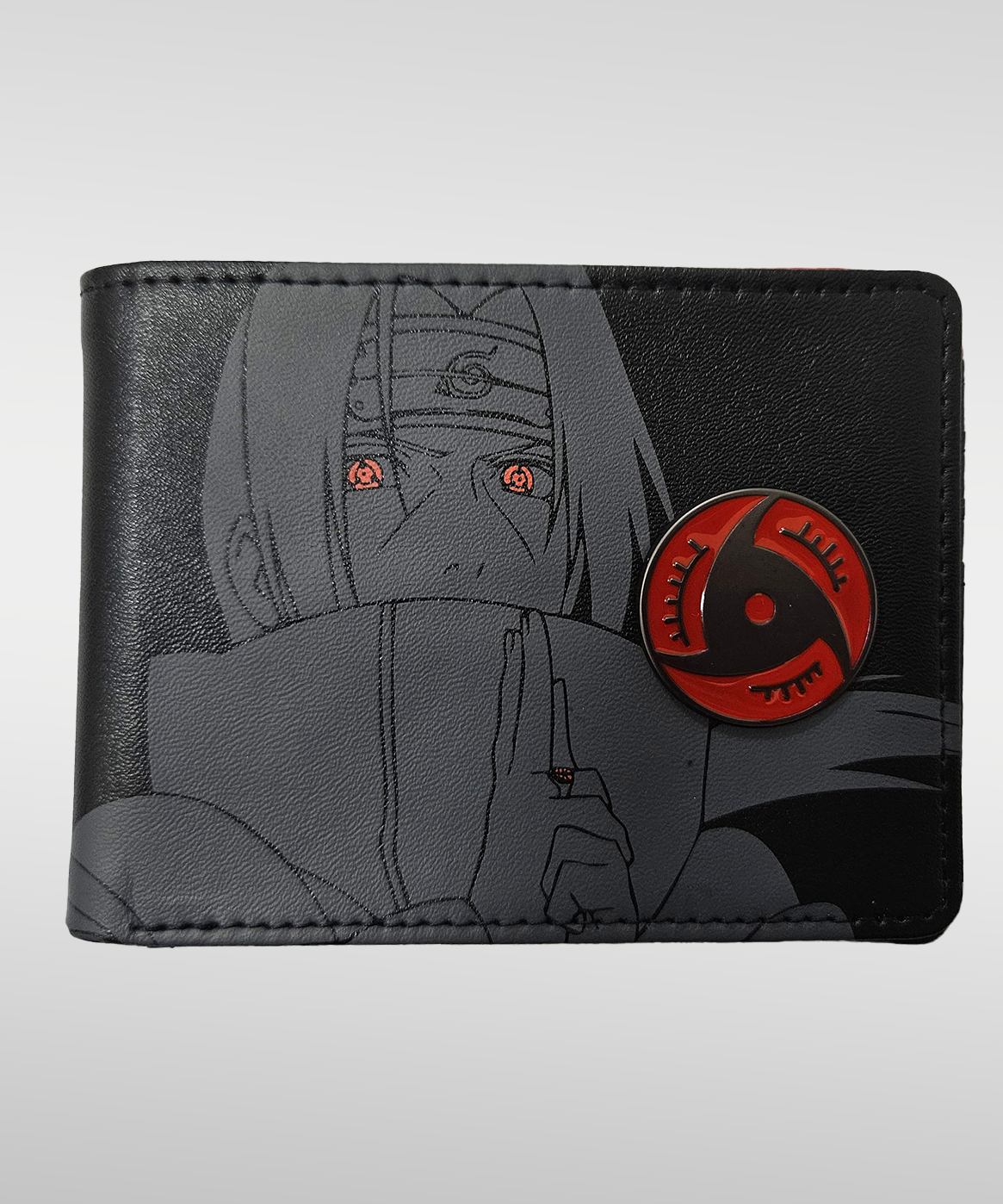 NARUTO SHIPPUDEN Itachi Uchiha Wallet - Mangekyo Sharingan metal tag