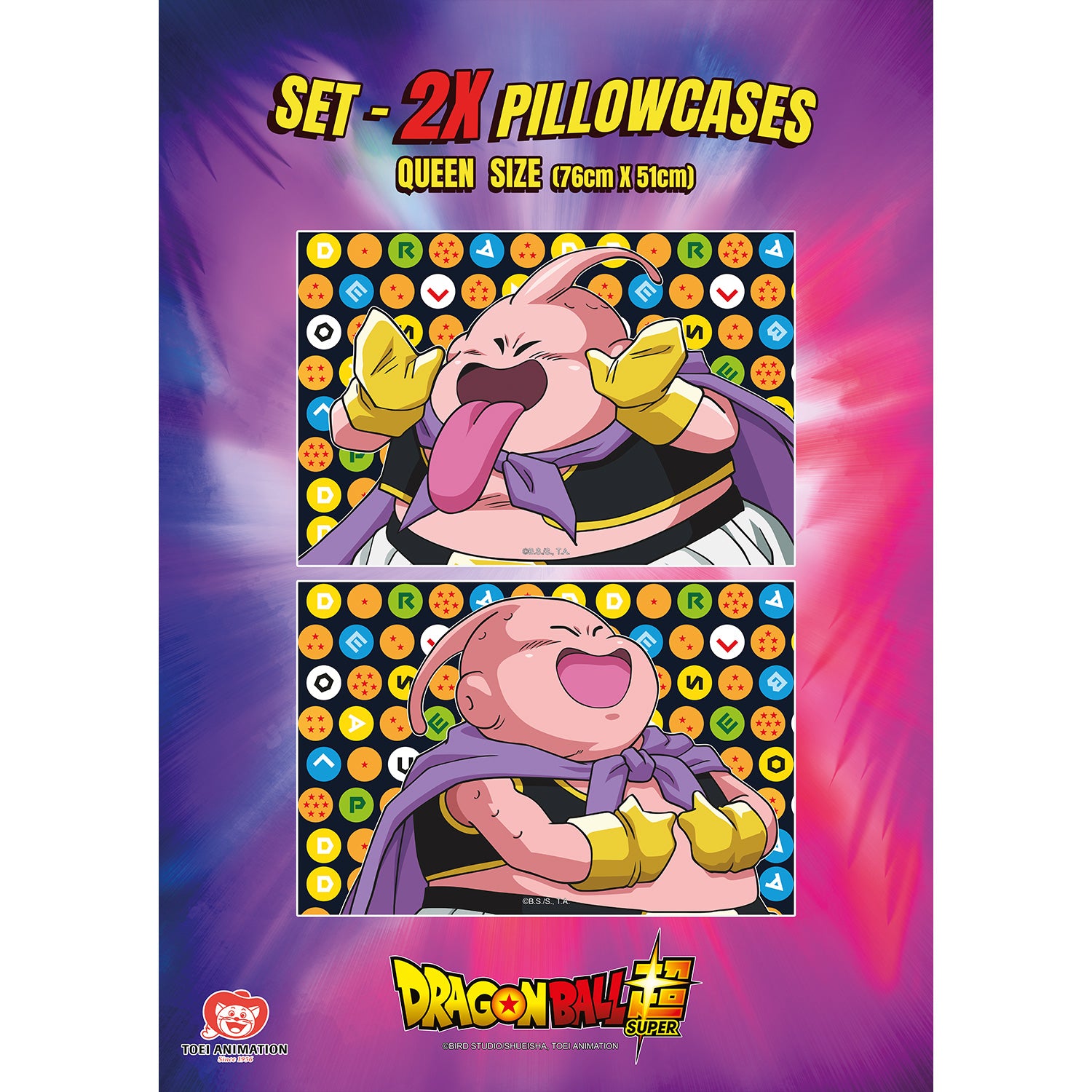 DRAGON BALL SUPER Set of 2 Pillowcases Majin Buu - both designs